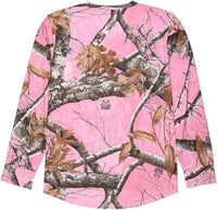 Realtree Edge Pink Camo Women’s Long Sleeve Tee – Drop-Tail Hem Performance Shirt