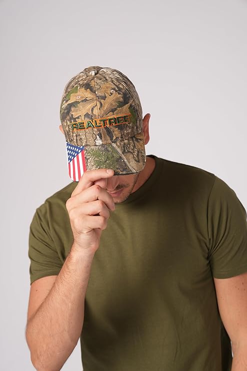 Bell Rangers Realtree APX Camo Baseball Cap with 3d Realtree Embroidered Emblem With Usa Flag