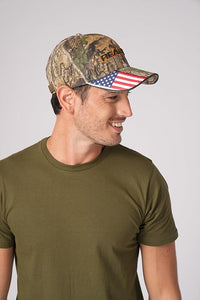 Bell Rangers Realtree APX Camo Baseball Cap with 3d Realtree Embroidered Emblem With Usa Flag