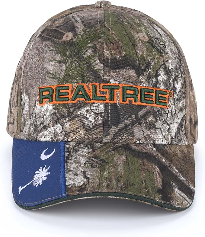 Bell Rangers Realtree APX Camo Baseball Cap with 3d Realtree Embroidered Emblem With South Carolina Flag