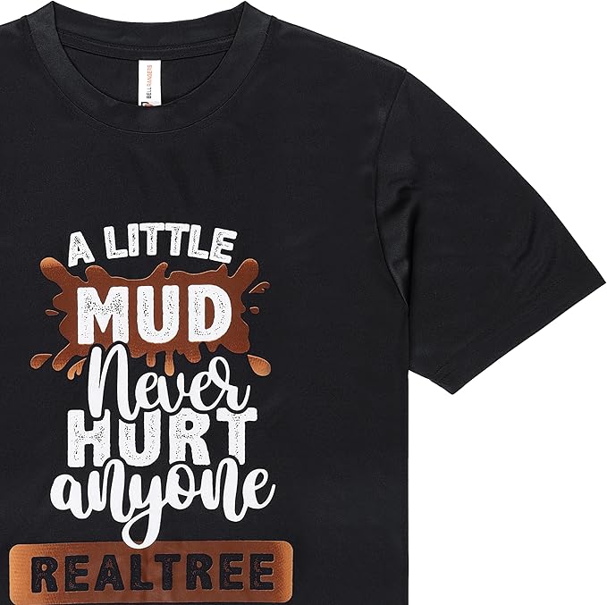 Realtree Youth Graphic Typography Tees for Kids Short Sleeve Crewneck Polyster Performance Black T-Shirts for Boys and Girls