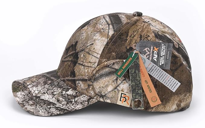 Bell Rangers Realtree APX Camo Baseball Cap with Plain Camo Cap With Green Visor
