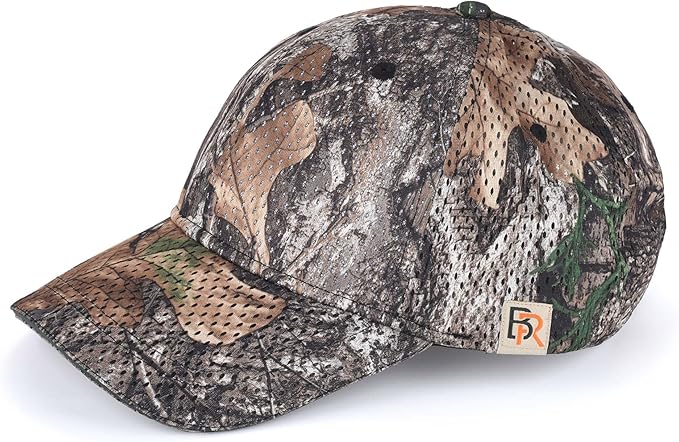 Bell Rangers Realtree EDGE Camo Baseball Cap with Plain Perforated Cap With Green Visor