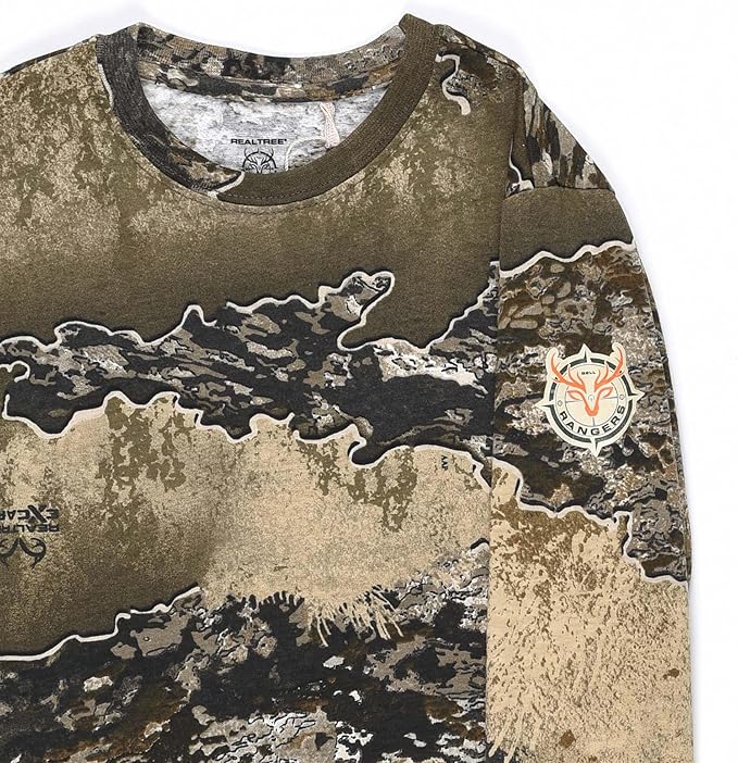 Realtree EXCAPE Youth Camo Crewneck Long Sleeve Unisex Kids Tee