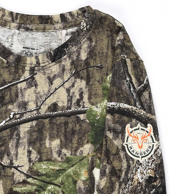 Mossy Oak Country Roots Youth Camo Crewneck Long Sleeve Unisex Kids Cotton Tee