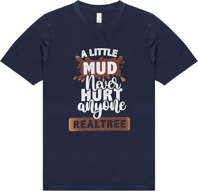 Realtree Youth Graphic Typography Tees for Kids Short Sleeve Crewneck Polyster Performance Navy T-Shirts for Boys and Girls