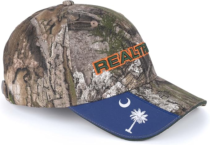 Bell Rangers Realtree APX Camo Baseball Cap with 3d Realtree Embroidered Emblem With South Carolina Flag