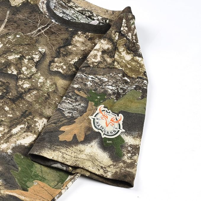 Realtree APX Youth Camo Short Sleeve Cotton Crewneck Unisex Tee for Kids