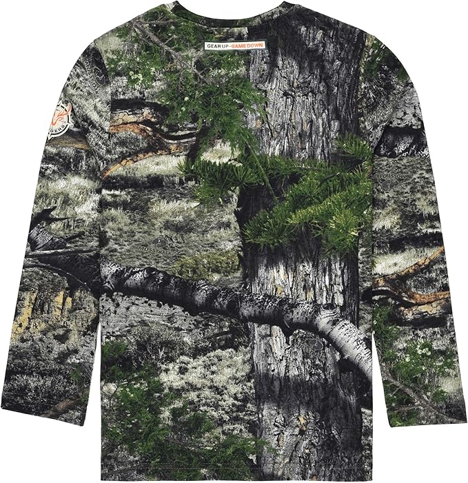 Mossy Oak Mountain Country Youth Camo Crewneck Long Sleeve Unisex Kids Cotton Tee