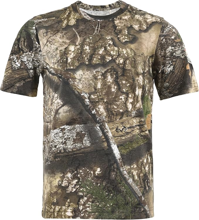 Realtree APX Youth Camo Short Sleeve Cotton Crewneck Unisex Tee for Kids