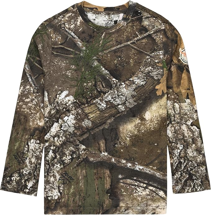 Realtree APX Youth Camo Crewneck Long Sleeve Unisex Kids Tee