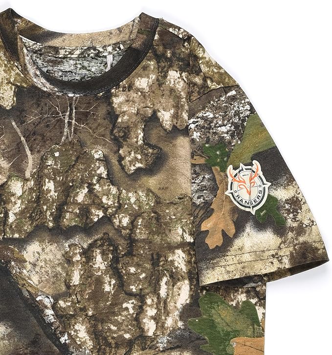 Realtree APX Youth Camo Short Sleeve Cotton Crewneck Unisex Tee for Kids