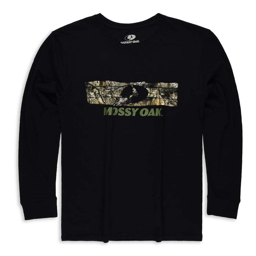 Bell Rangers Mossy Oak Wood Camo Graphic Hunting Crewneck Long Sleeve Poly T-Shirt