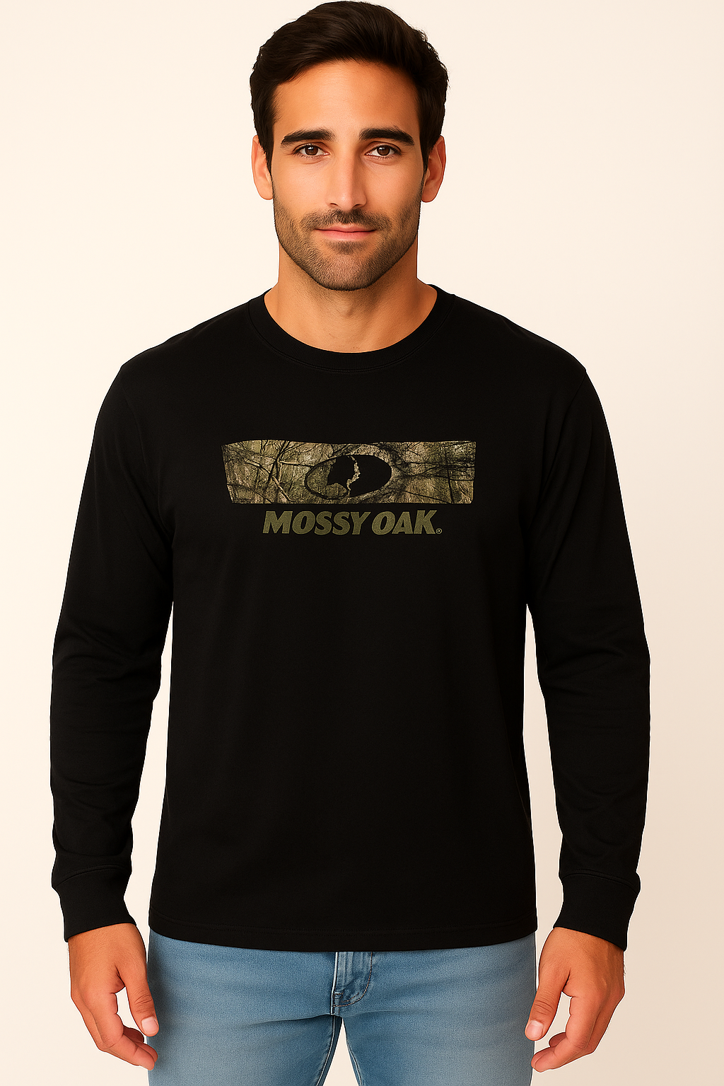 Bell Rangers Men’s Mossy Oak Camo Hunting Long Sleeve Tee – Lightweight Poly Crewneck