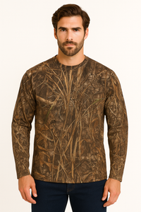 Bell Rangers Unisex Realtree Camo Performance Long Sleeve Shirt with Pocket – Hunting & Outdoor Crewneck