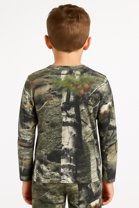 Y22 Unisex Mossy Oak Country Roots Youth Camouflage Long Sleeve Cotton Blend Crewneck Tee Shirt