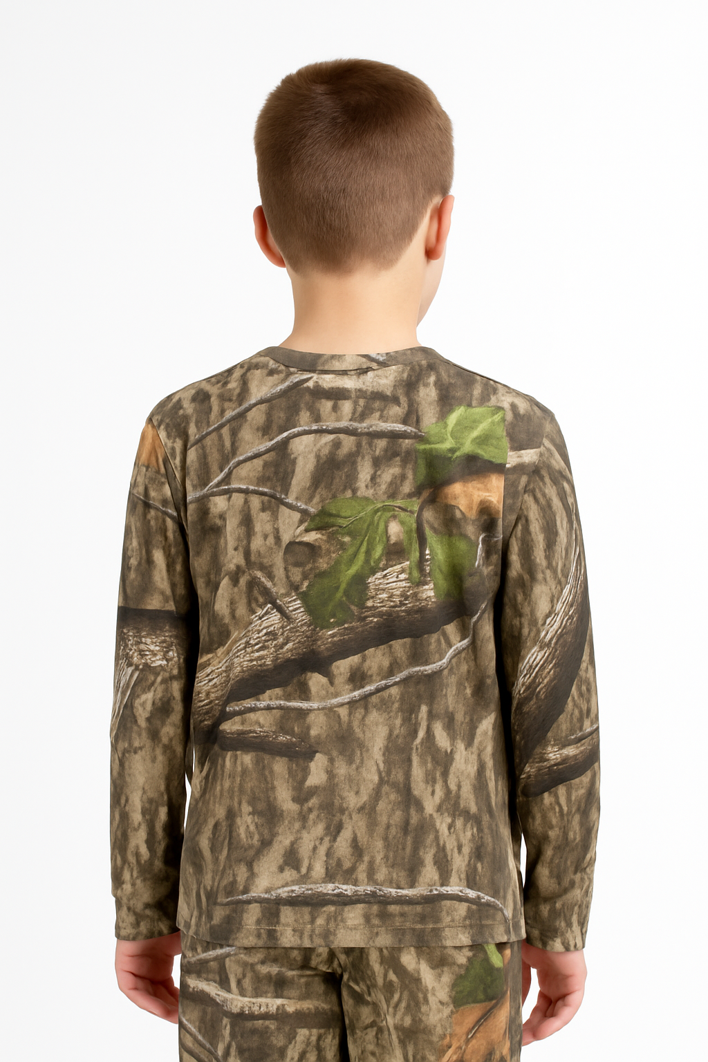 Y22 Unisex Mossy Oak Country Roots Youth Camouflage Long Sleeve Cotton Blend Crewneck Tee Shirt